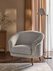 Relaxed Linen Look Woodblock Natural Digby Accent Chair - Image 1 of 9