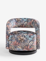 Opulent Velvet Tropical Print Ivy Swivel Accent Chair - Image 6 of 9