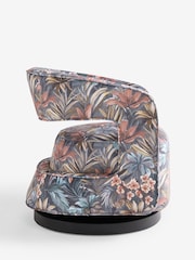 Opulent Velvet Tropical Print Ivy Swivel Accent Chair - Image 7 of 9