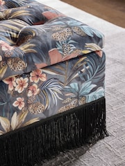 Opulent Velvet Tropical Print with Tassels Albury Large Footstool - Image 5 of 10
