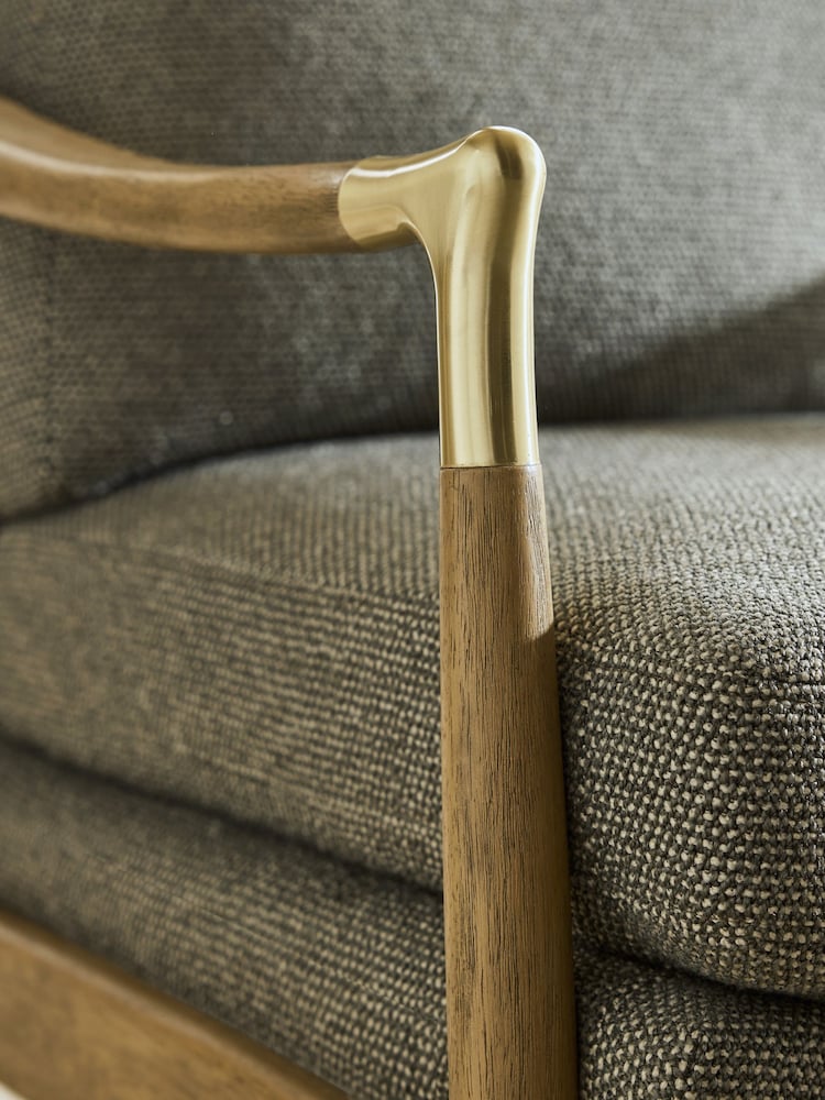 Dry Handle Boucle Sage Green Flinton Wooden Accent Chair - Image 2 of 11