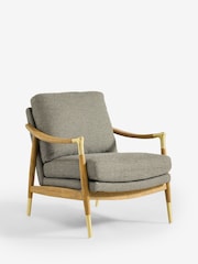 Dry Handle Boucle Sage Green Flinton Wooden Accent Chair - Image 7 of 11