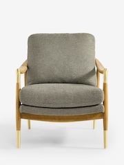 Dry Handle Boucle Sage Green Flinton Wooden Accent Chair - Image 8 of 11