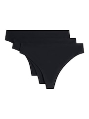 Chantelle One Size Soft Stretch Seamless Black Thongs 3 Pack Knickers - Image 1 of 3