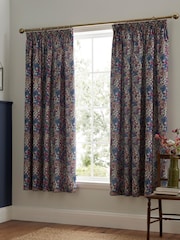 Dreams & Drapes Navy Bessie Lined Pair Of Pencil Pleat Curtains - Image 1 of 4