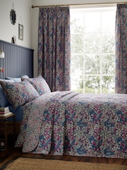 Dreams & Drapes Navy Bessie Lined Pair Of Pencil Pleat Curtains - Image 2 of 4
