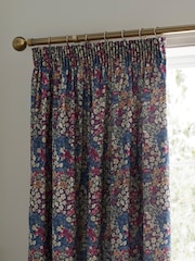 Dreams & Drapes Navy Bessie Lined Pair Of Pencil Pleat Curtains - Image 3 of 4