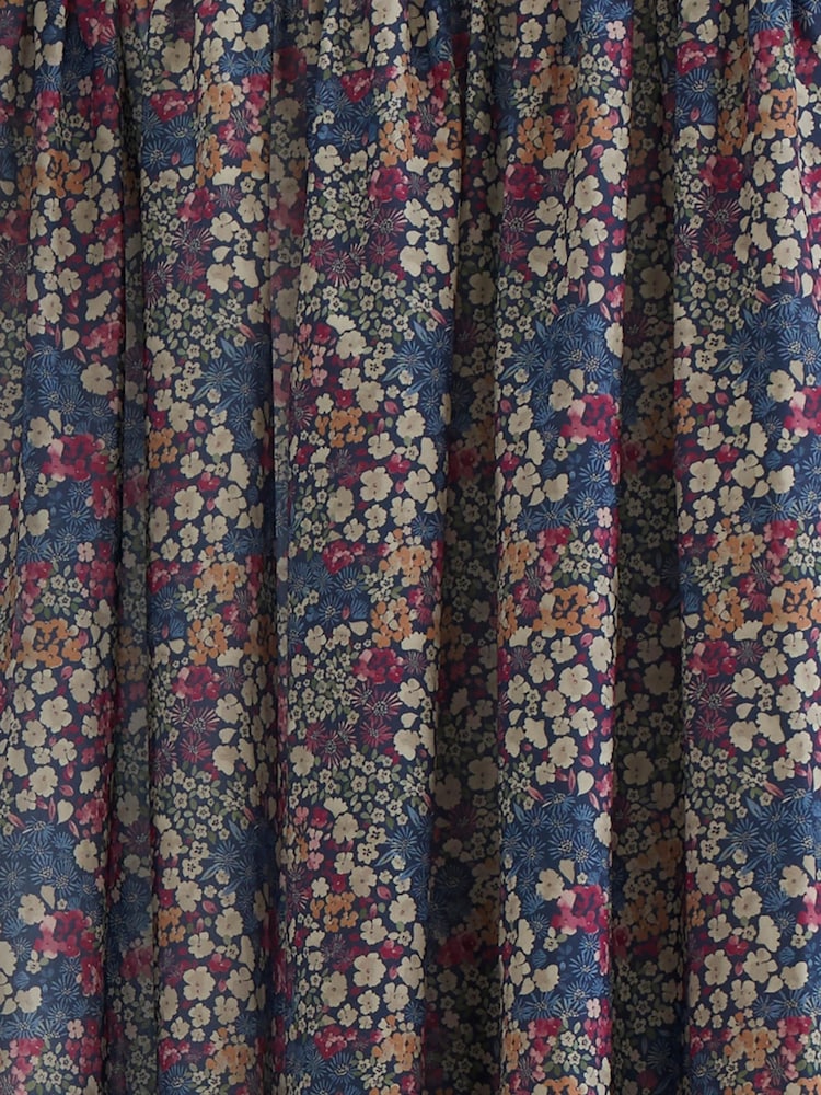 Dreams & Drapes Navy Bessie Lined Pair Of Pencil Pleat Curtains - Image 4 of 4