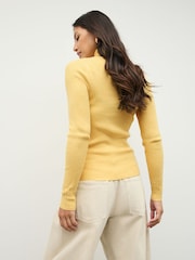 Yellow Roll Neck Ribbed Jumper With Wool - Image 3 of 9