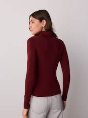 أحمر عنابي - Roll Neck Ribbed Jumper With Wool - صورة 5 من 9