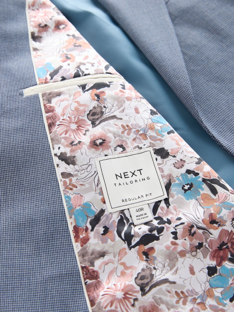 Blue Regular Fit Motionflex Puppytooth Texture Suit Jacket - Image 12 of 12