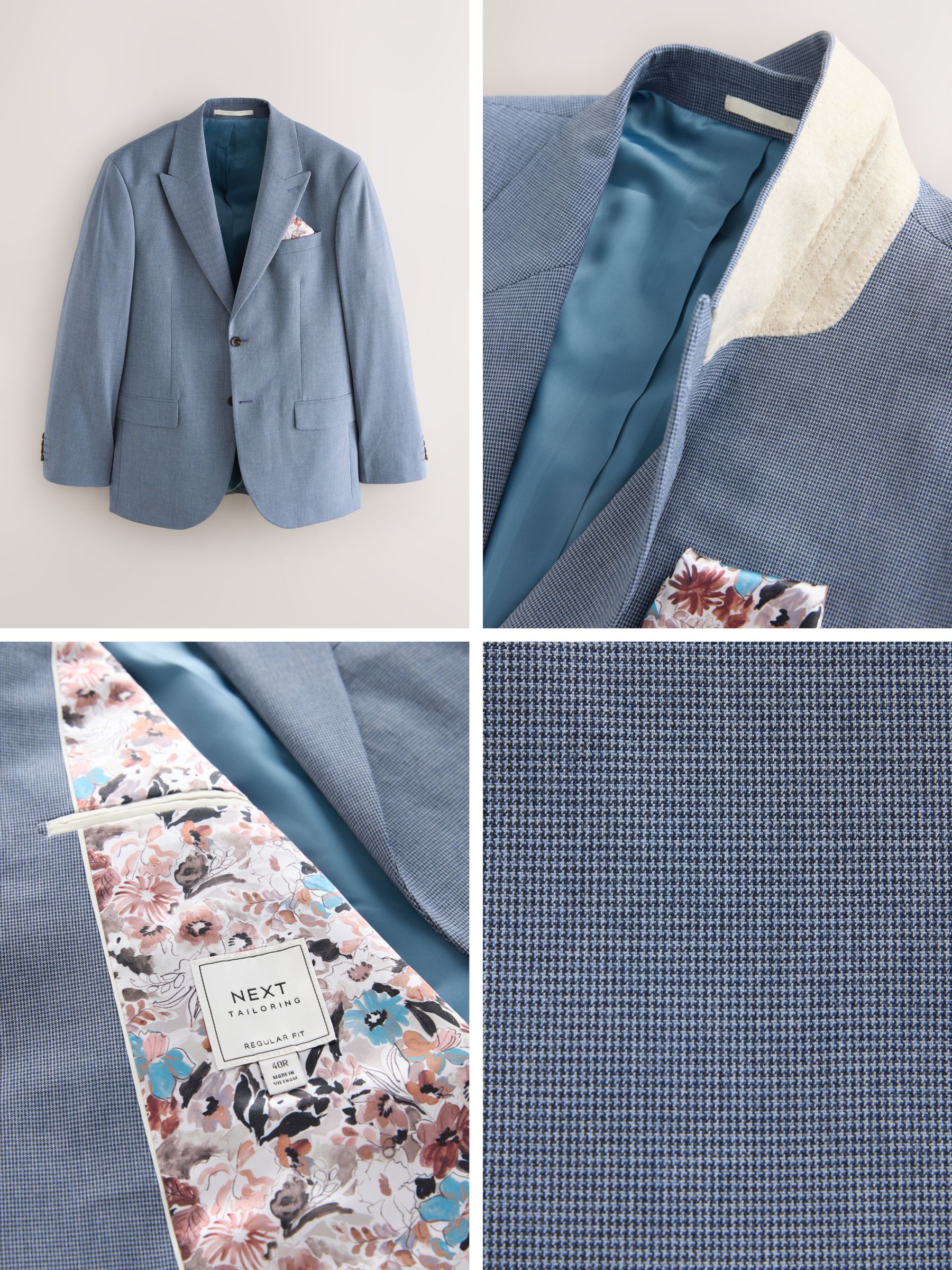 Buy Blue Regular Fit Motionflex Puppytooth Texture Suit Jacket