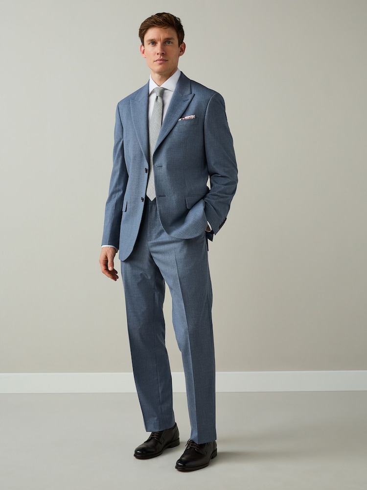 Blue Regular Fit Motionflex Puppytooth Texture Suit Trousers - Image 2 of 10