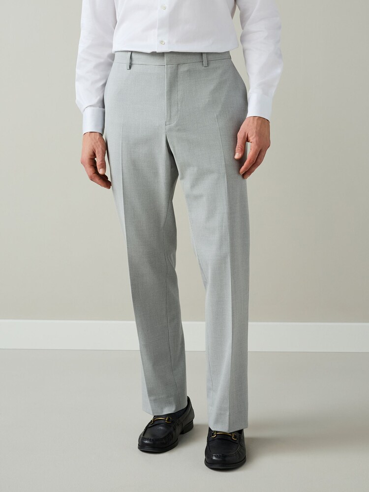 Gris - Pantalones de traje de corte estándar con diseño de pata de gallo texturizado Motionflex - Imagen 1 de 9