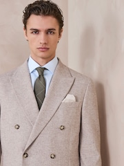 Neutral Textured Double Breasted Suit Jacket - Image 1 of 13
