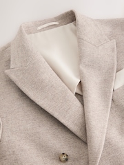 Neutral Textured Double Breasted Suit Jacket - Image 10 of 13