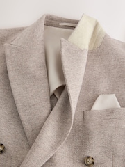 Neutral Textured Double Breasted Suit Jacket - Image 11 of 13
