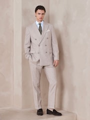 Neutral Textured Double Breasted Suit Jacket - Image 2 of 13