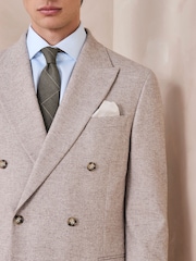 Neutral Textured Double Breasted Suit Jacket - Image 7 of 13
