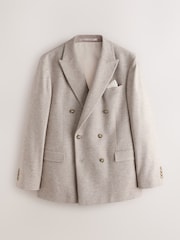 Neutral Textured Double Breasted Suit Jacket - Image 8 of 13
