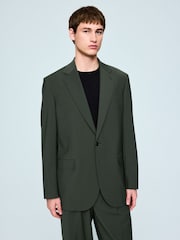 Green Loose Fit Wool Blend Suit Jacket - Image 1 of 4