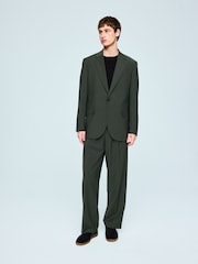 Green Loose Fit Wool Blend Suit Jacket - Image 2 of 4