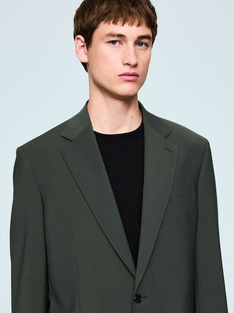 Green Loose Fit Wool Blend Suit Jacket - Image 4 of 4