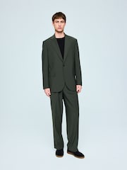 Green Loose Fit Wool Blend Suit Trousers - Image 2 of 4
