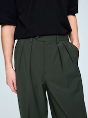 Green Loose Fit Wool Blend Suit Trousers - Image 4 of 4