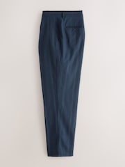 Navy Blue Relaxed Fit Textured Stripe Suit Trousers - Image 6 of 9