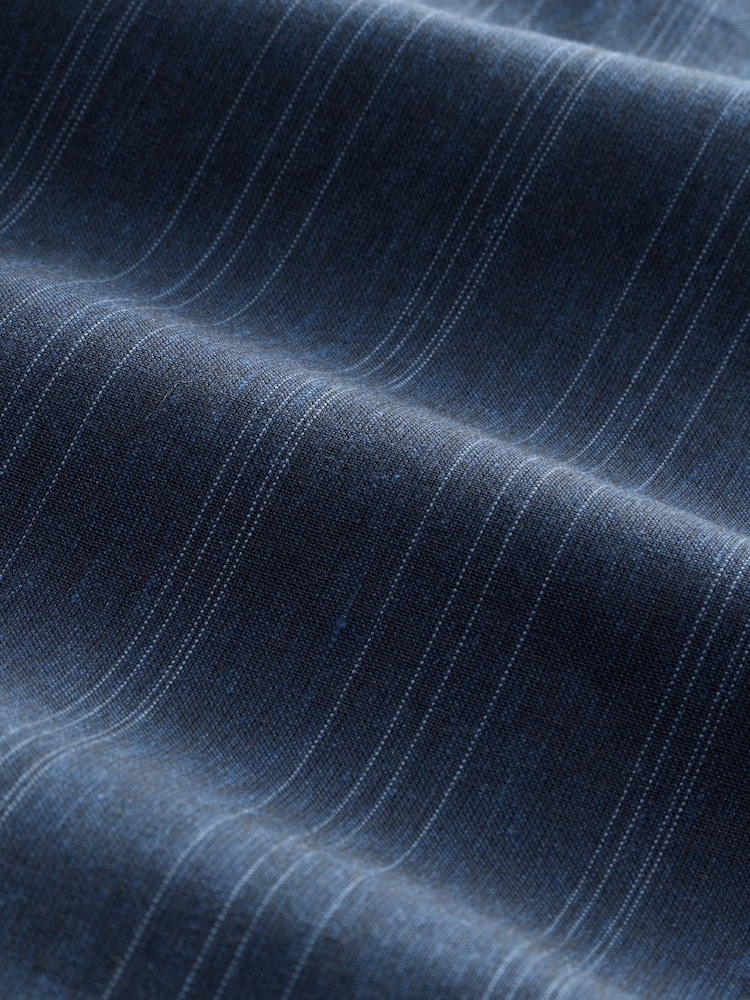 Navy Blue Relaxed Fit Textured Stripe Suit Trousers - Image 9 of 9