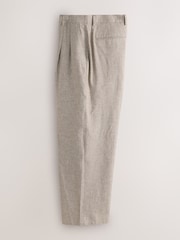 Neutral Loose Fit Linen Blend Texture Suit Trousers - Image 6 of 9