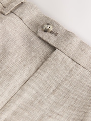 Neutral Loose Fit Linen Blend Texture Suit Trousers - Image 9 of 9