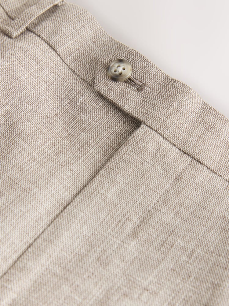 Neutral Loose Fit Linen Blend Texture Suit Trousers - Image 9 of 9