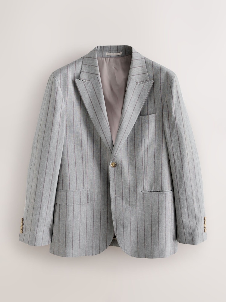 Grey N Dot Tailored Fit Cotton Blend Stripe Suit Jacket - Image 1 of 6