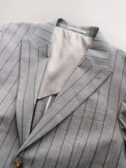 Grey N. Premium Tailored Fit Cotton Blend Stripe Suit Jacket - Image 9 of 13