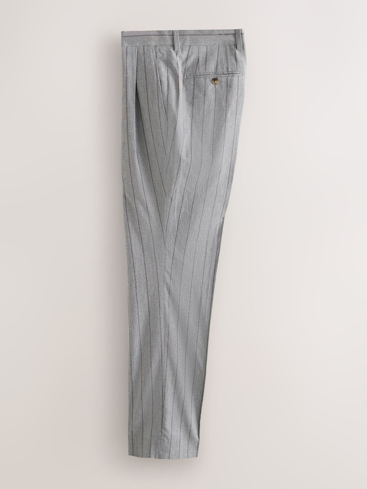Grey Tailored Fit Stripe Suit Trousers - Image 2 of 5