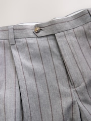 Grey Tailored Fit Stripe Suit Trousers - Image 3 of 5