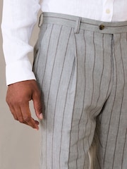 Grey N. Premium Tailored Fit Stripe Suit Trousers - Image 6 of 11