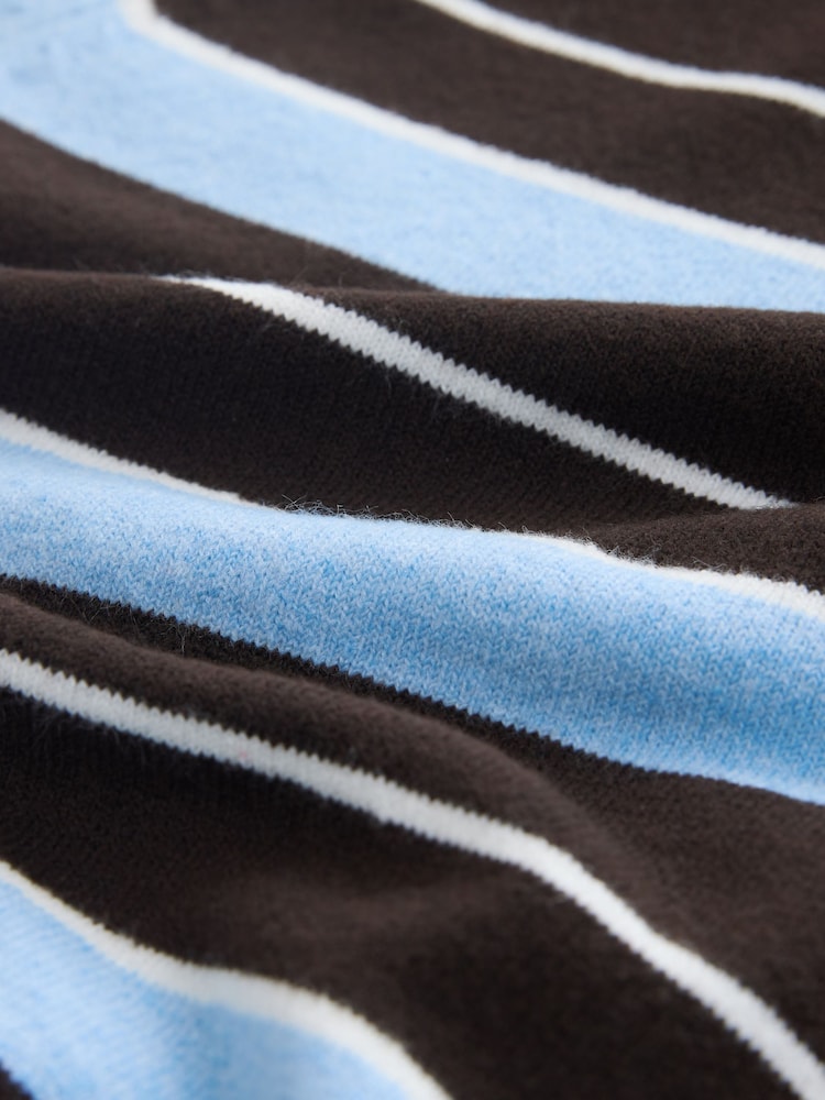 Chocolate Brown Stripe Supersoft Crew Neck Long Sleeve Jumper - Image 3 of 3