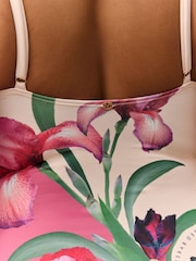 B by Ted Baker Scallop Edge White/Pink Floral Swimsuit with Tummy Control - Image 6 of 7