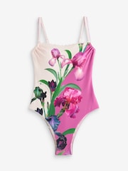 B by Ted Baker Scallop Edge White/Pink Floral Swimsuit with Tummy Control - Bild 8 von 12