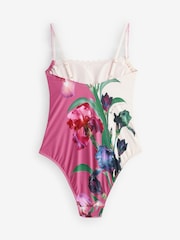 B by Ted Baker Scallop Edge White/Pink Floral Swimsuit with Tummy Control - Bild 9 von 12