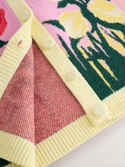 Pink Floral Supersoft Knitted V-Neck Cardigan - Image 3 of 4