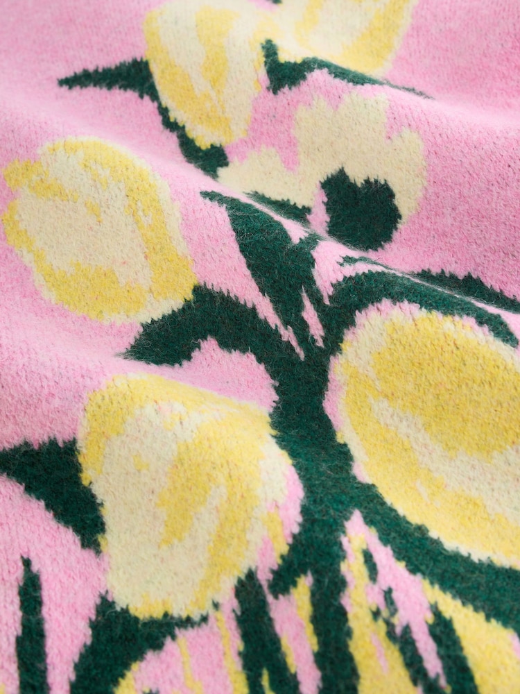 Pink Floral Supersoft Knitted V-Neck Cardigan - Image 4 of 4 Pink Floral Supersoft Knitted V-Neck Cardigan - Image 4 of 4