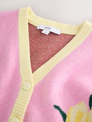 Pink Floral Supersoft Knitted V-Neck Cardigan - Image 7 of 9