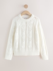 Ecru Floral Stitch Jumper - Image 1 of 3