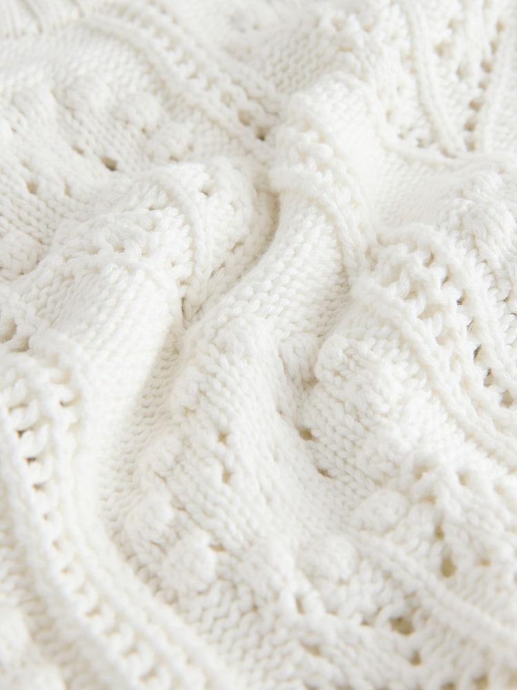 Ecru Floral Stitch Jumper - Image 3 of 3