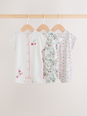 White Strawberry Printed Jersey Baby Romper - Image 1 of 10