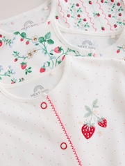 White Strawberry Printed Jersey Baby Romper - Image 10 of 10